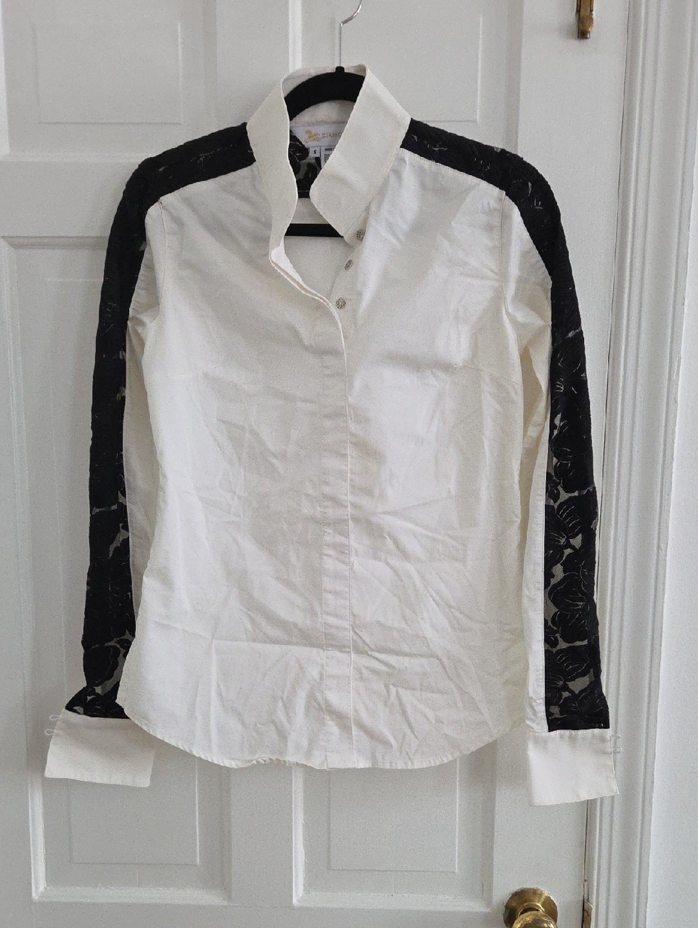 Equestrian Show White Shirt with Black Lace Detail